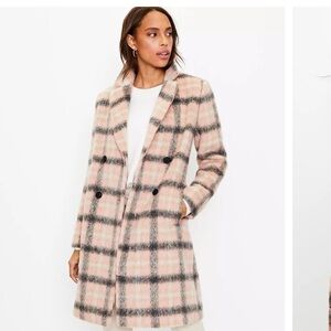Loft Plaid Double Breasted Coat